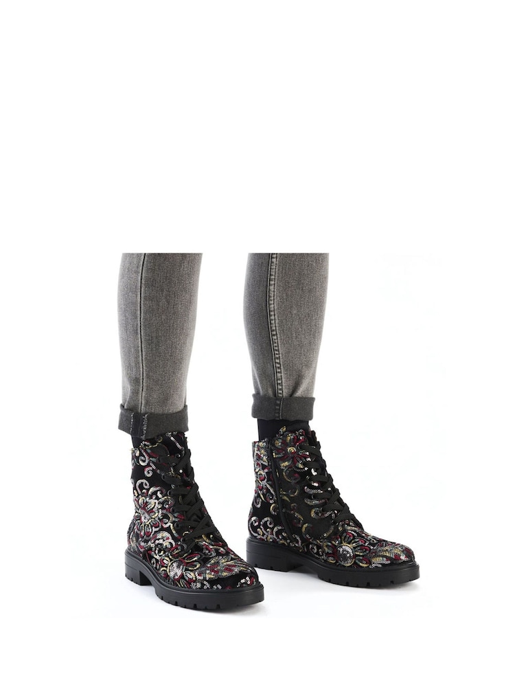 Rieker Womens Military Black Boots - Image 1 of 11