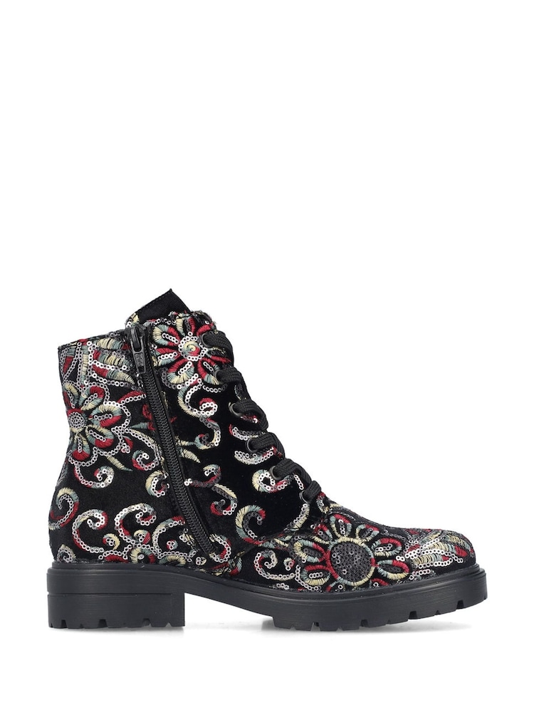 Rieker Womens Military Black Boots - Image 2 of 11