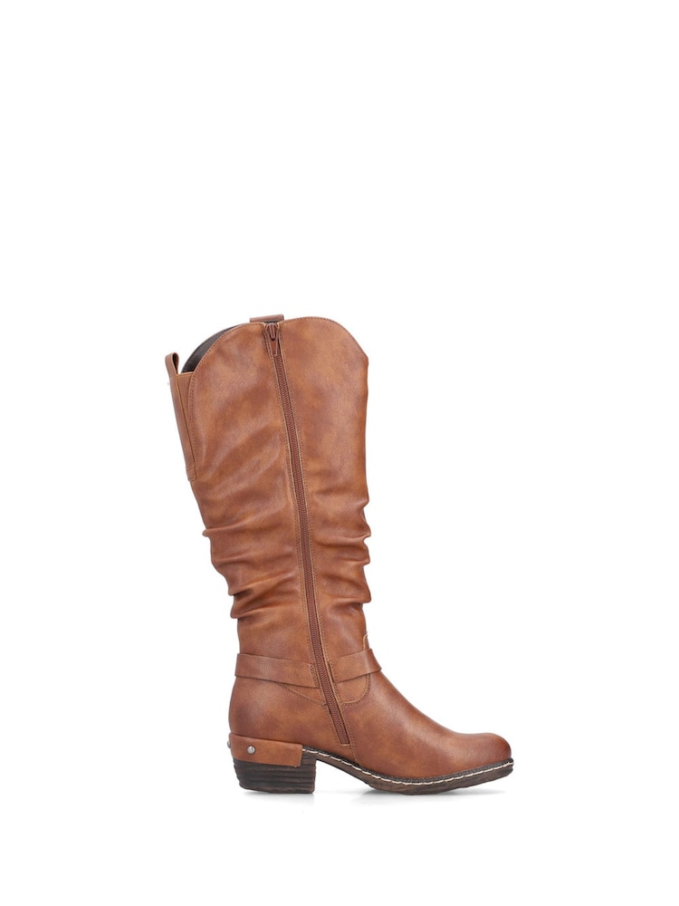 Rieker Womens Knee Length Western Knee High Brown Boots - Image 3 of 11