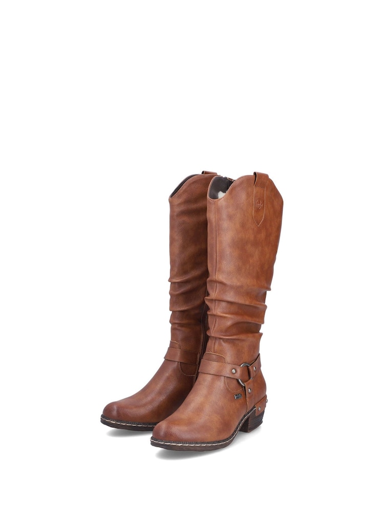 Rieker Womens Knee Length Western Knee High Brown Boots - Image 6 of 11