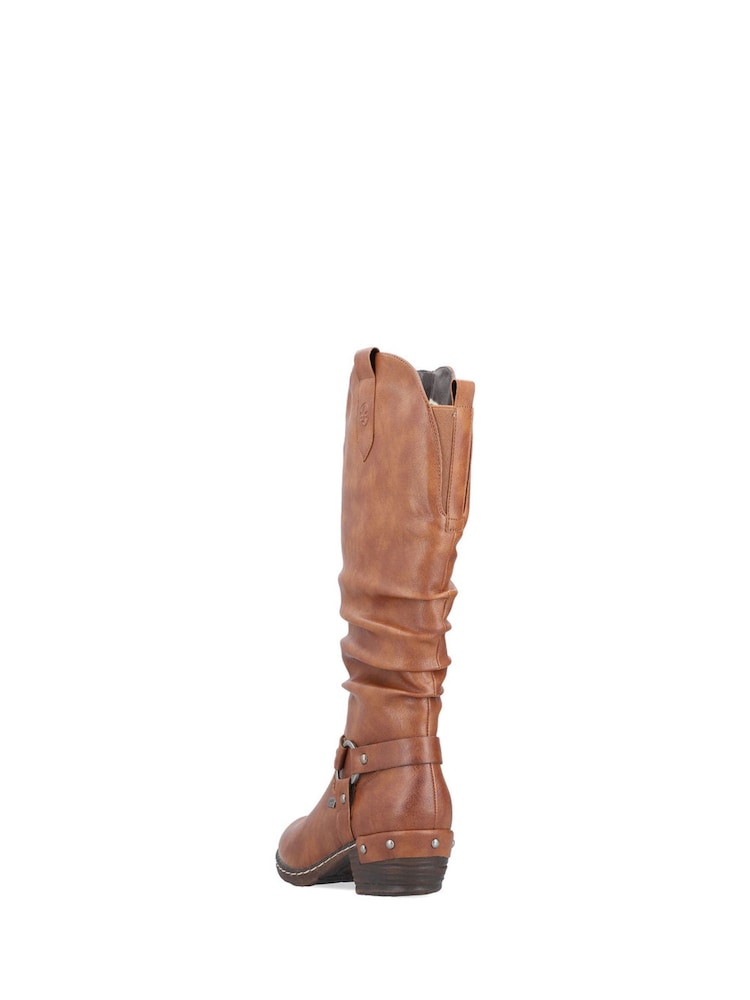 Rieker Womens Knee Length Western Knee High Brown Boots - Image 8 of 11