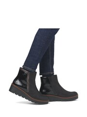 Rieker Womens Wedge Ankle Black Boots - Image 1 of 10