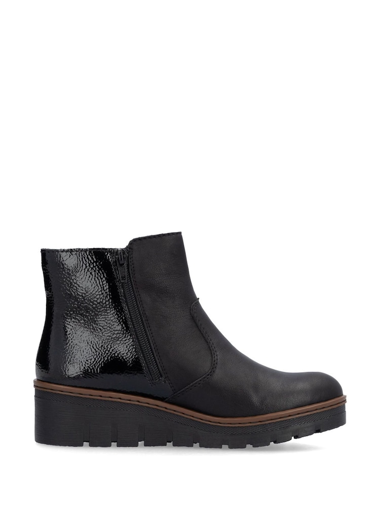 Rieker Womens Wedge Ankle Black Boots - Image 2 of 10