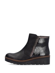 Rieker Womens Wedge Ankle Black Boots - Image 3 of 10