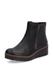 Rieker Womens Wedge Ankle Black Boots - Image 4 of 10