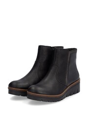 Rieker Womens Wedge Ankle Black Boots - Image 5 of 10