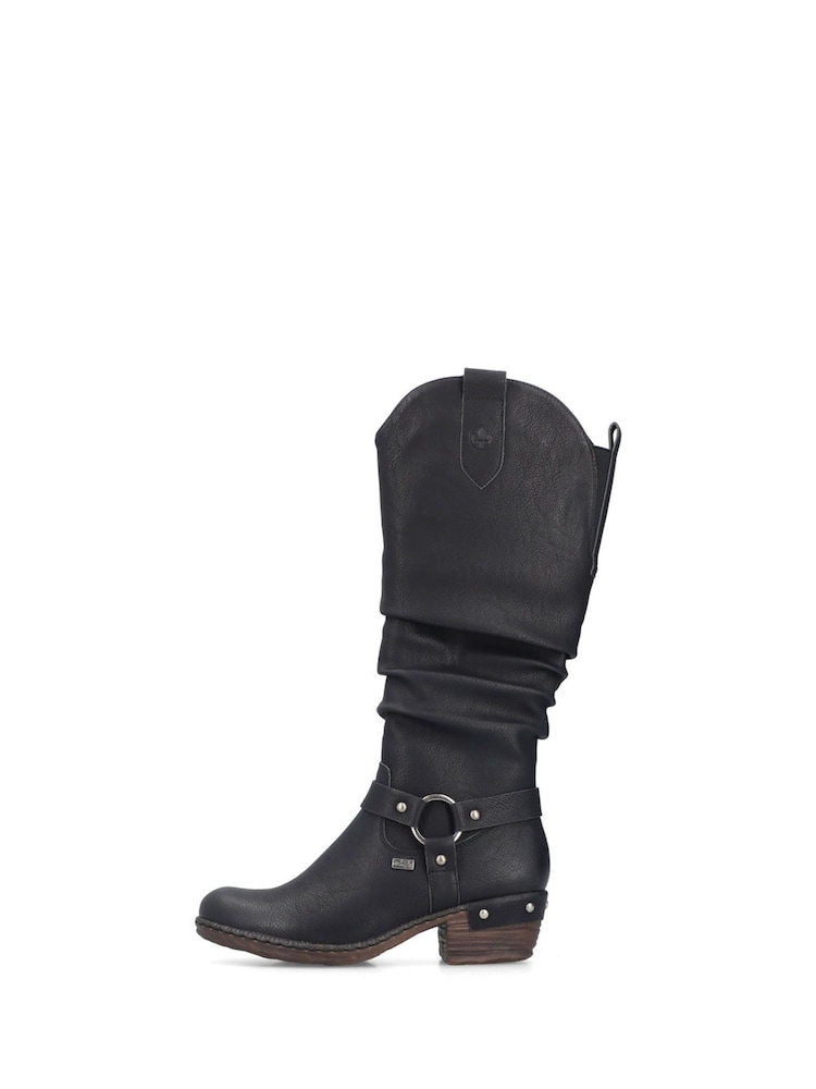 Rieker Womens Knee Length Western Knee High Brown Boots - Image 4 of 11
