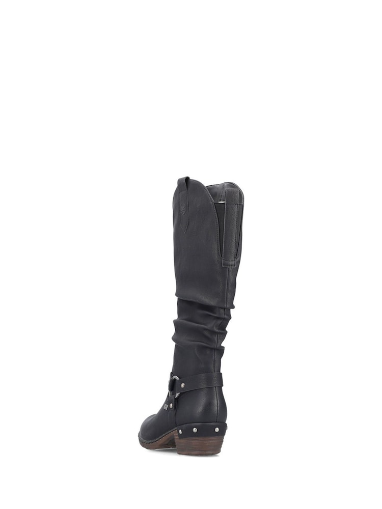 Rieker Womens Knee Length Western Knee High Brown Boots - Image 6 of 11