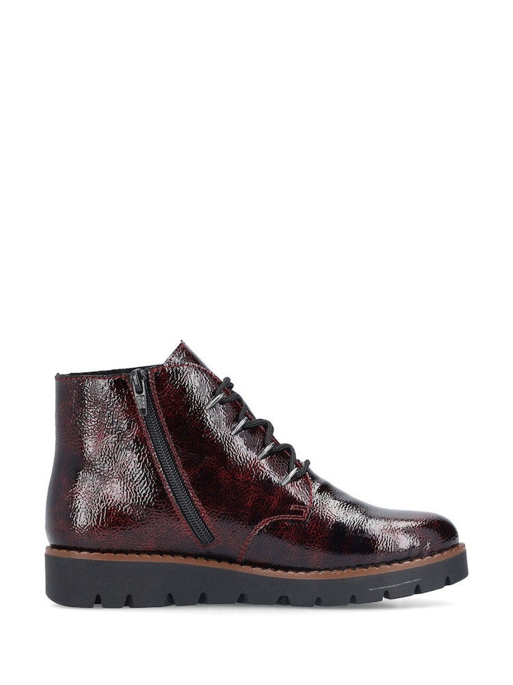 Rieker Womens Red Low Wedge Ankle Boots - Image 1 of 10