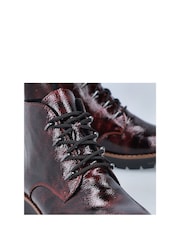 Rieker Womens Red Low Wedge Ankle Boots - Image 10 of 10