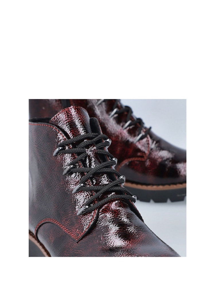 Rieker Womens Red Low Wedge Ankle Boots - Image 10 of 10