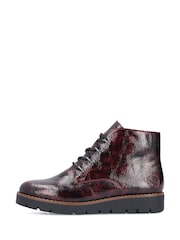 Rieker Womens Red Low Wedge Ankle Boots - Image 2 of 10