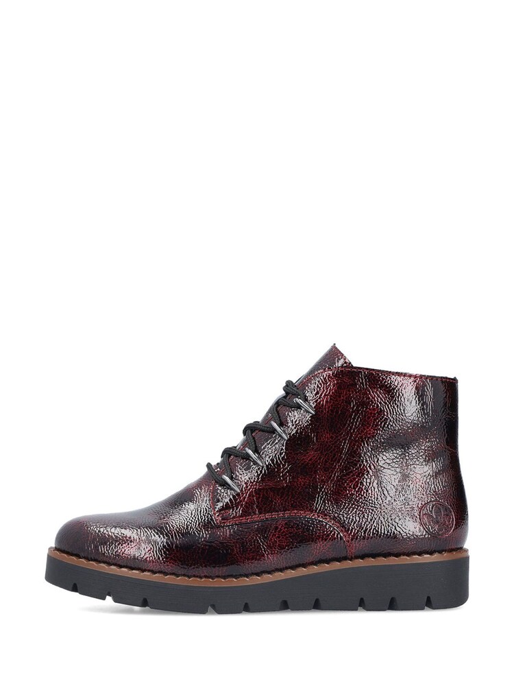Rieker Womens Red Low Wedge Ankle Boots - Image 2 of 10 Rieker Womens Red Low Wedge Ankle Boots - Image 2 of 10