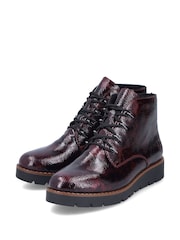 Rieker Womens Red Low Wedge Ankle Boots - Image 4 of 10