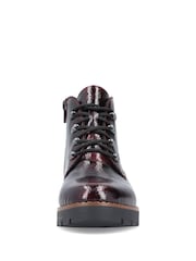 Rieker Womens Red Low Wedge Ankle Boots - Image 8 of 10