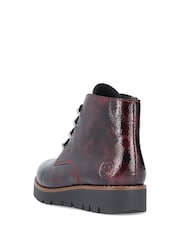 Rieker Womens Red Low Wedge Ankle Boots - Image 9 of 10
