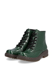 Rieker Womens Green Military Boots - Image 4 of 10