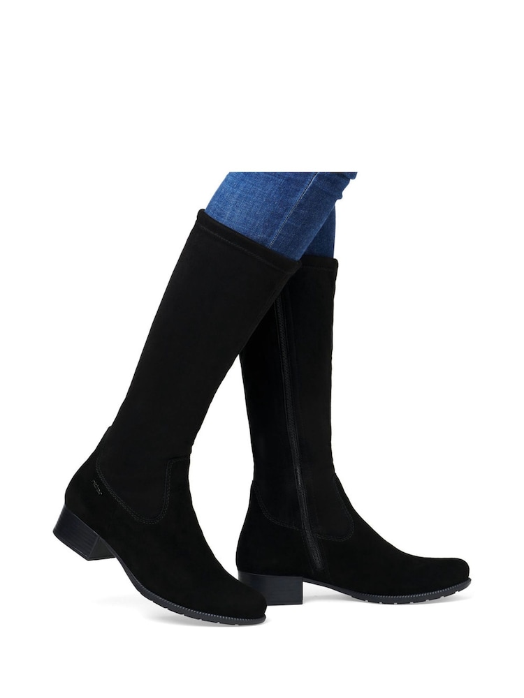 Rieker Womens Knee Length Smart Black Boots - Image 1 of 10