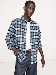 Banana Republic Blue Cotton Flannel Long Sleeve Shirt - Image 1 of 1