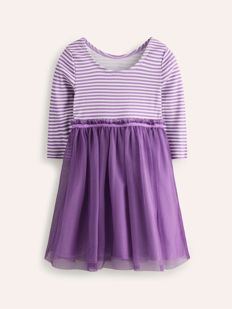 Boden Purple Tilly Rib Jersey Tulle Dress - Image 1 of 3 Boden Purple Tilly Rib Jersey Tulle Dress - Image 1 of 3