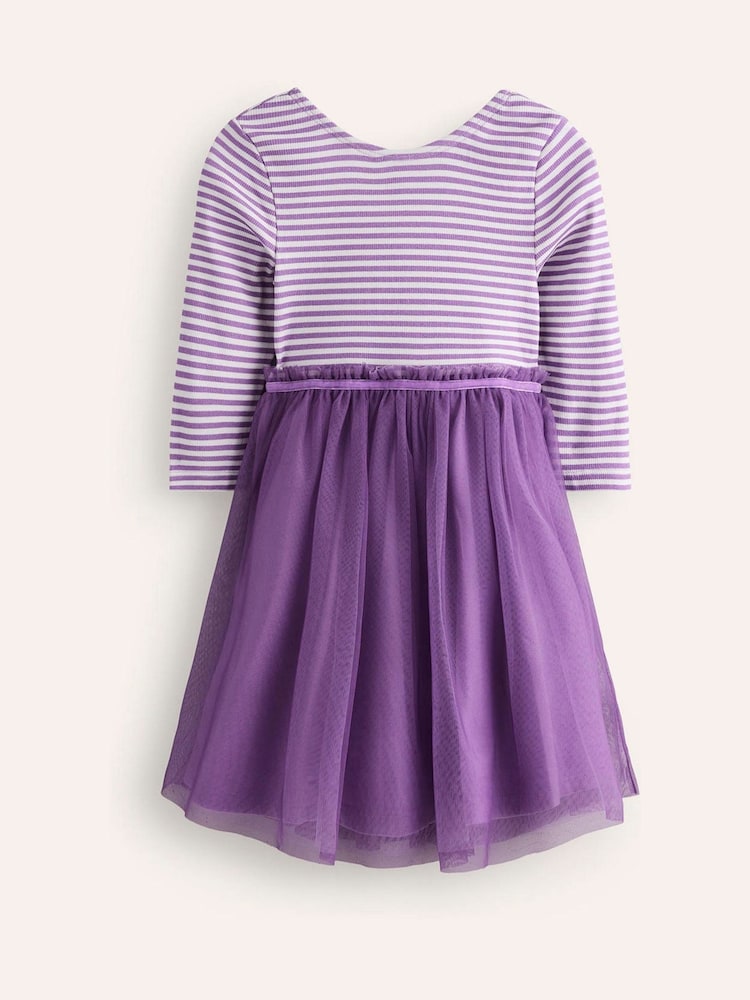 Boden Purple Tilly Rib Jersey Tulle Dress - Image 2 of 3 Boden Purple Tilly Rib Jersey Tulle Dress - Image 2 of 3