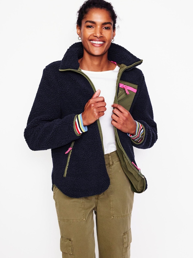 Boden Blue Truro Borg Fleece Jacket - Image 1 of 5