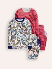 Boden Red 100% Cotton Snug Twin Pack Pyjamas - Image 1 of 3