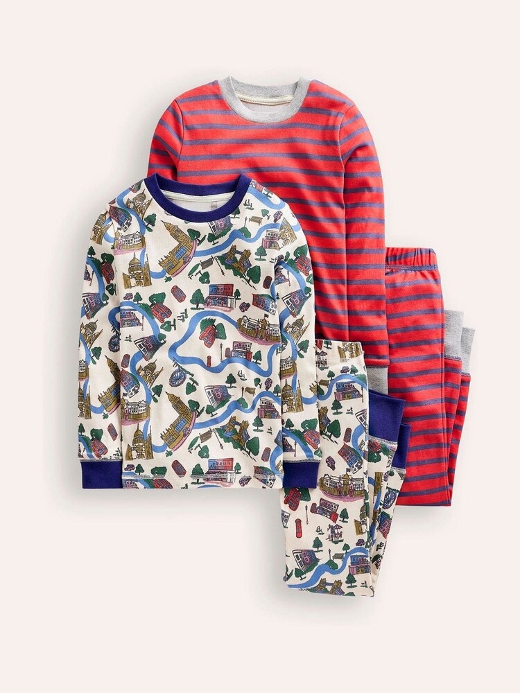 Boden Red 100% Cotton Snug Twin Pack Pyjamas - Image 1 of 3 Boden Red 100% Cotton Snug Twin Pack Pyjamas - Image 1 of 3
