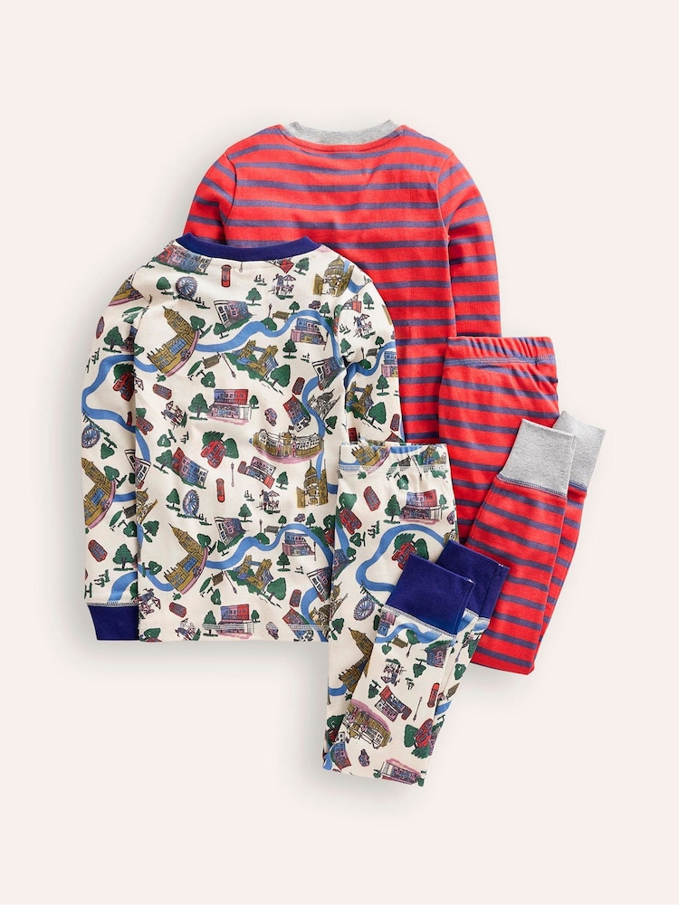 Boden Red 100% Cotton Snug Twin Pack Pyjamas - Image 2 of 3 Boden Red 100% Cotton Snug Twin Pack Pyjamas - Image 2 of 3
