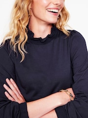 Boden Blue Woven Frill Supersoft Top - Image 2 of 5