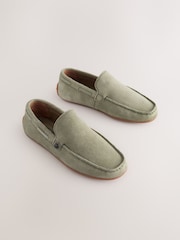 Suede Sage Green Standard Fit (F) Loafers - Image 1 of 5