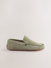 Suede Sage Green Standard Fit (F) Loafers - Image 2 of 5