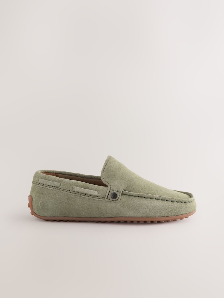 Suede Sage Green Standard Fit (F) Loafers - Image 2 of 5