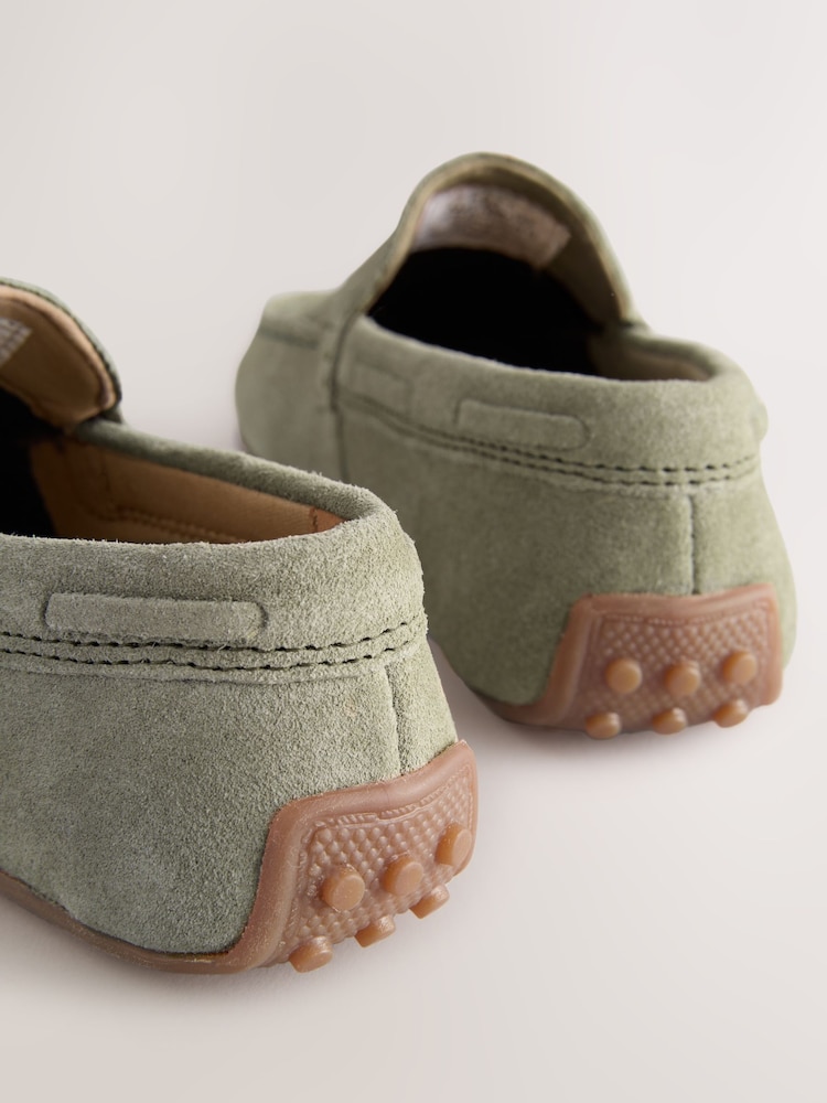 Suede Sage Green Standard Fit (F) Loafers - Image 5 of 5