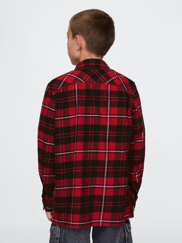 Gap Red Check Organic Cotton Flannel Shirt (4-13yrs) - Image 2 of 5