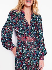 Boden Blue Zoe Trim Detail Midi Dress - Image 3 of 5