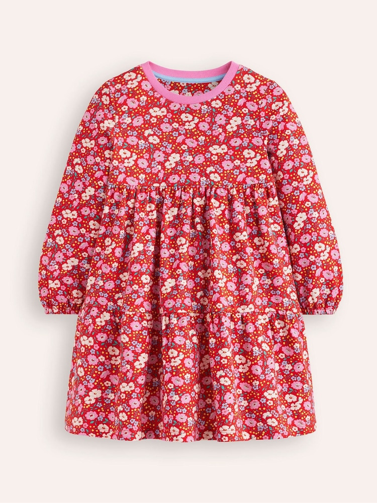 Boden Red Tiered Sweatshirt Dress - Image 1 of 3