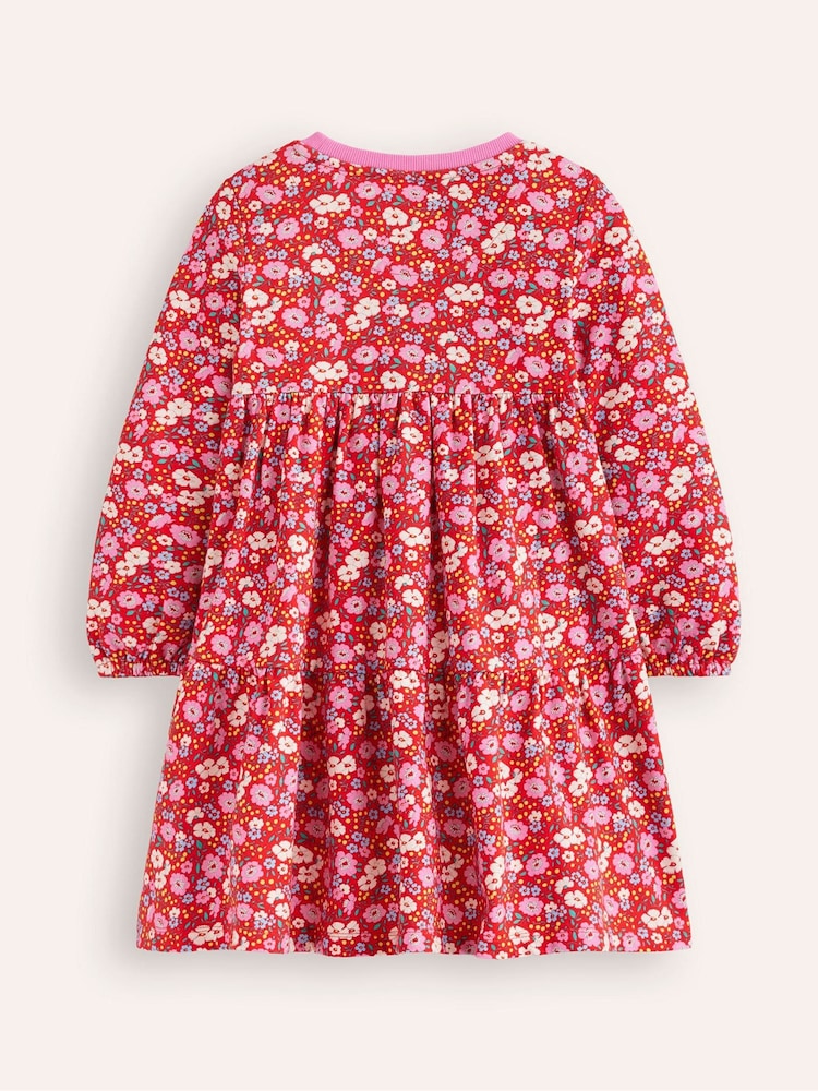Boden Red Tiered Sweatshirt Dress - Image 2 of 3