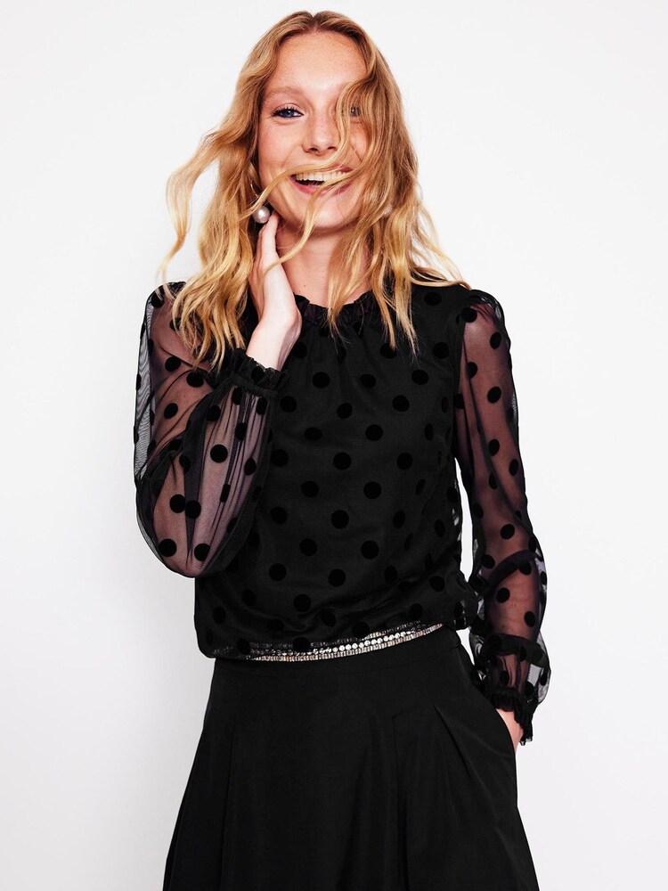 Boden Tulle Blouson Sleeve Top - Image 4 of 5