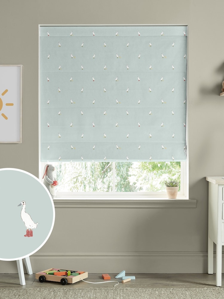 Sophie Allport Blue Running Ducks Made to Measure 100% Cotton Roman Blind - Image 1 of 6