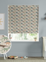 Sophie Allport Natural and Khaki Green Dinosaur Camo Made to Measure 100% Cotton Roman Blind - Image 1 of 6