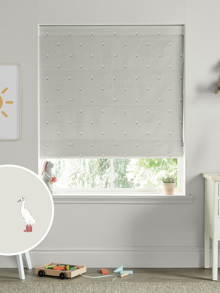 Sophie Allport Grey Running Ducks Made to Measure 100% Cotton Roman Blind - Image 1 of 6