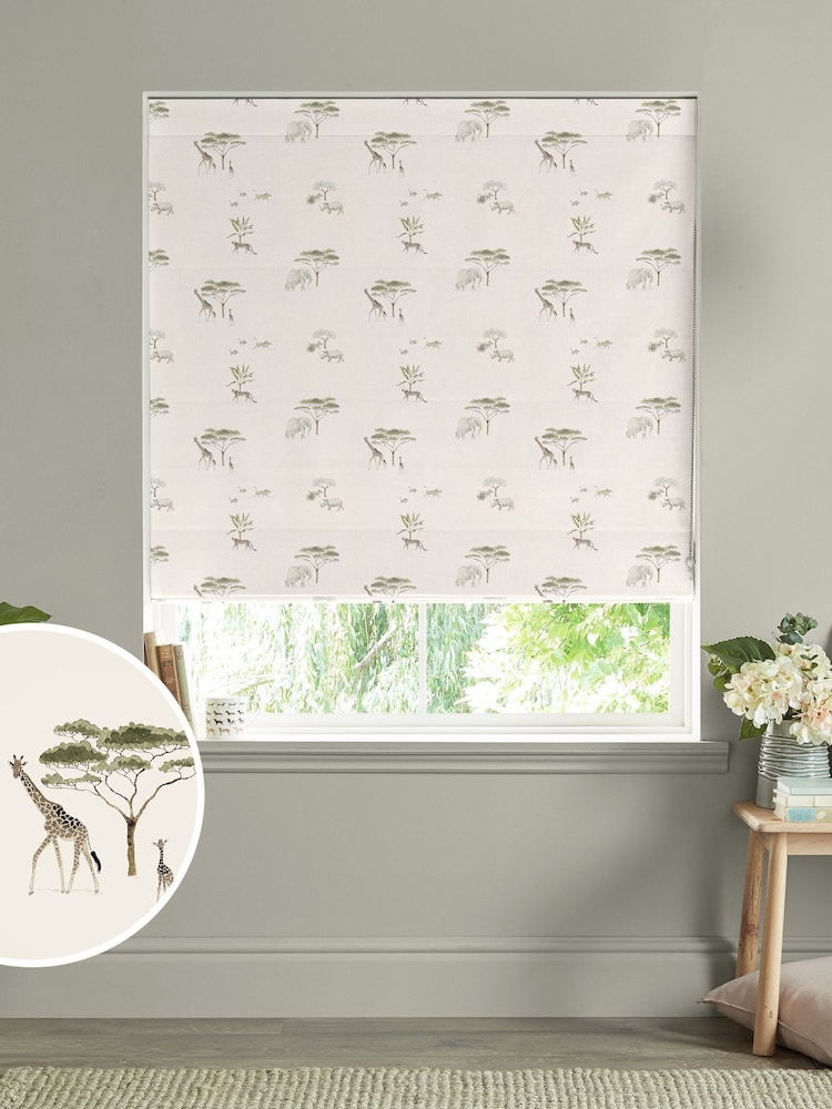 Sophie Allport Off White Wild Savannah Made to Measure 100% Cotton Roman Blind - Image 1 of 6
