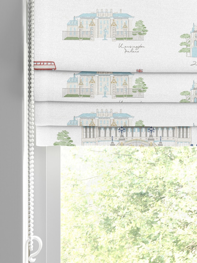 Sophie Allport White and Blue London Scene Made to Measure 100% Cotton Roman Blind - Image 2 of 6