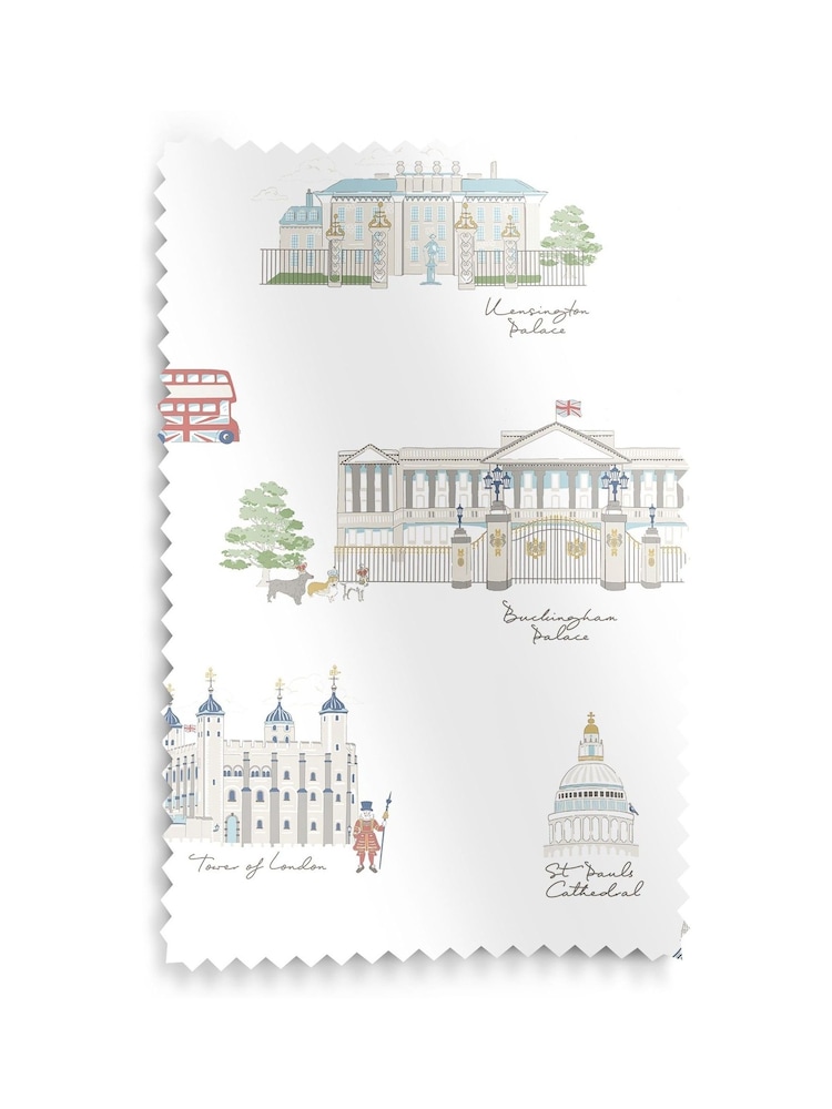 Sophie Allport White and Blue London Scene Made to Measure 100% Cotton Roman Blind - Image 6 of 6