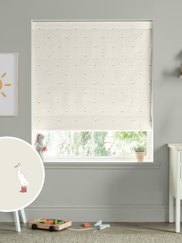Sophie Allport Natural Running Ducks Made to Measure 100% Cotton Roman Blind - Image 1 of 6