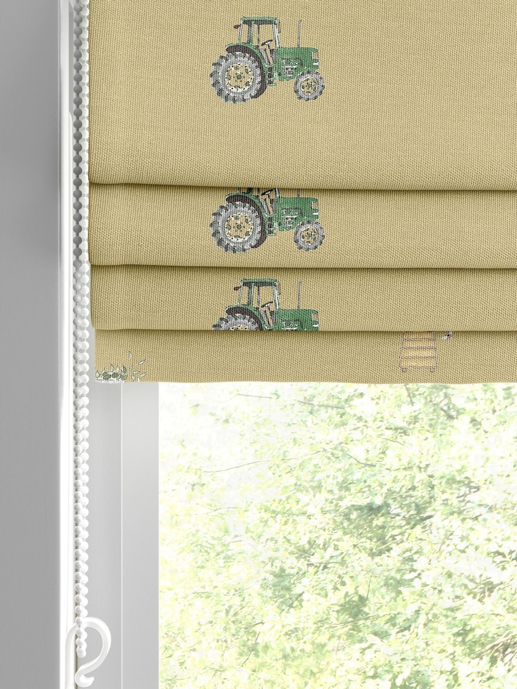 Sophie Allport Mustard Yellow On the Farm Made to Measure 100% Cotton Roman Blind - Image 2 of 6