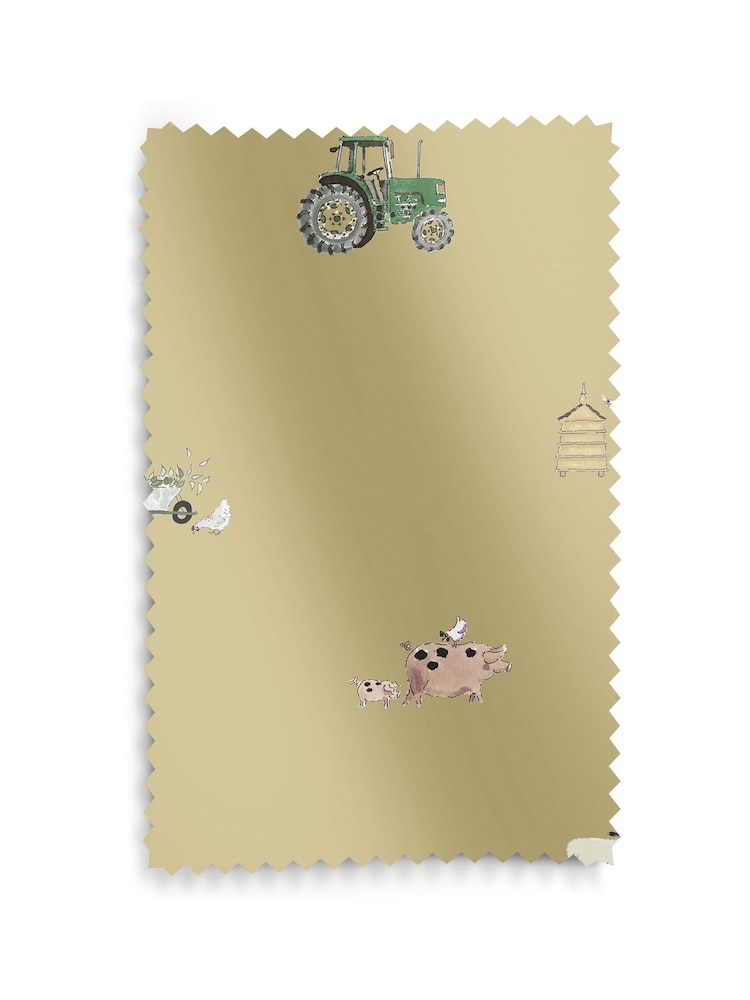 Sophie Allport Mustard Yellow On the Farm Made to Measure 100% Cotton Roman Blind - Image 6 of 6