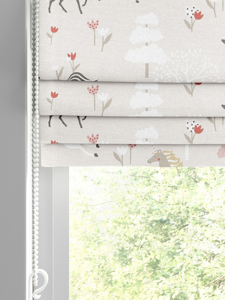 Sophie Allport Soft Pink Forest Ponies Made to Measure 100% Cotton Roman Blind - Image 2 of 6