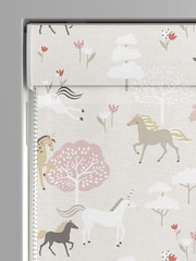 Sophie Allport Soft Pink Forest Ponies Made to Measure 100% Cotton Roman Blind - Image 3 of 6